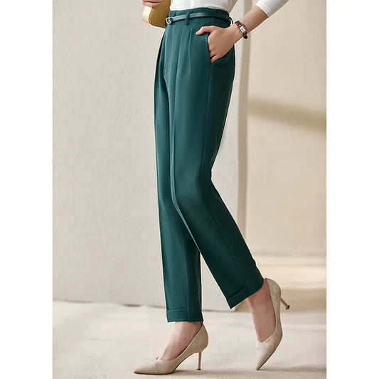 Vimly Office Lady Casual Pants Women Autumn High Waist Slim Versatile Tousers Capable Fashion Comfortable Ankle Suit Pants V3852